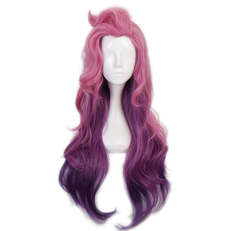 

Game Seraphine Wave Curly Wig Cosplay Costume KDA Heat Resistant Synthetic Hair Women Pink Mixed Purple Long Wigs