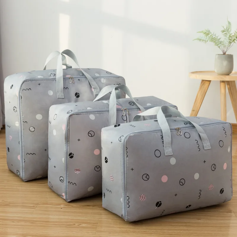 

3pcs Cute Purple Pattern Closet Organizer Quilt Blanket Clothing Storage Bag Quality Oxford Storage Container With Zipper XL L M