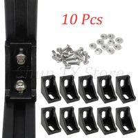 10pcs black corner brackets fiting angle aluminum connector bracket fasteners with bolts and nuts for aluminum extrusion profile