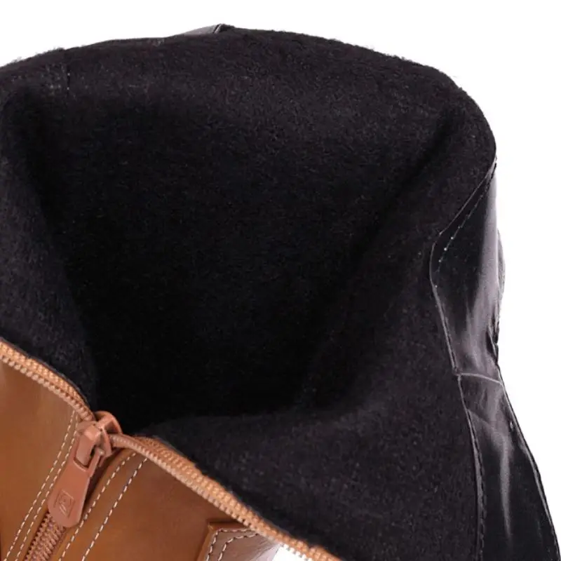 

Taoffen Women Mid Calf Boots Pointed Toe Thick High Heel Zipper Western Cowboy Boots Female Footwear Plus Fashion Size 32-48