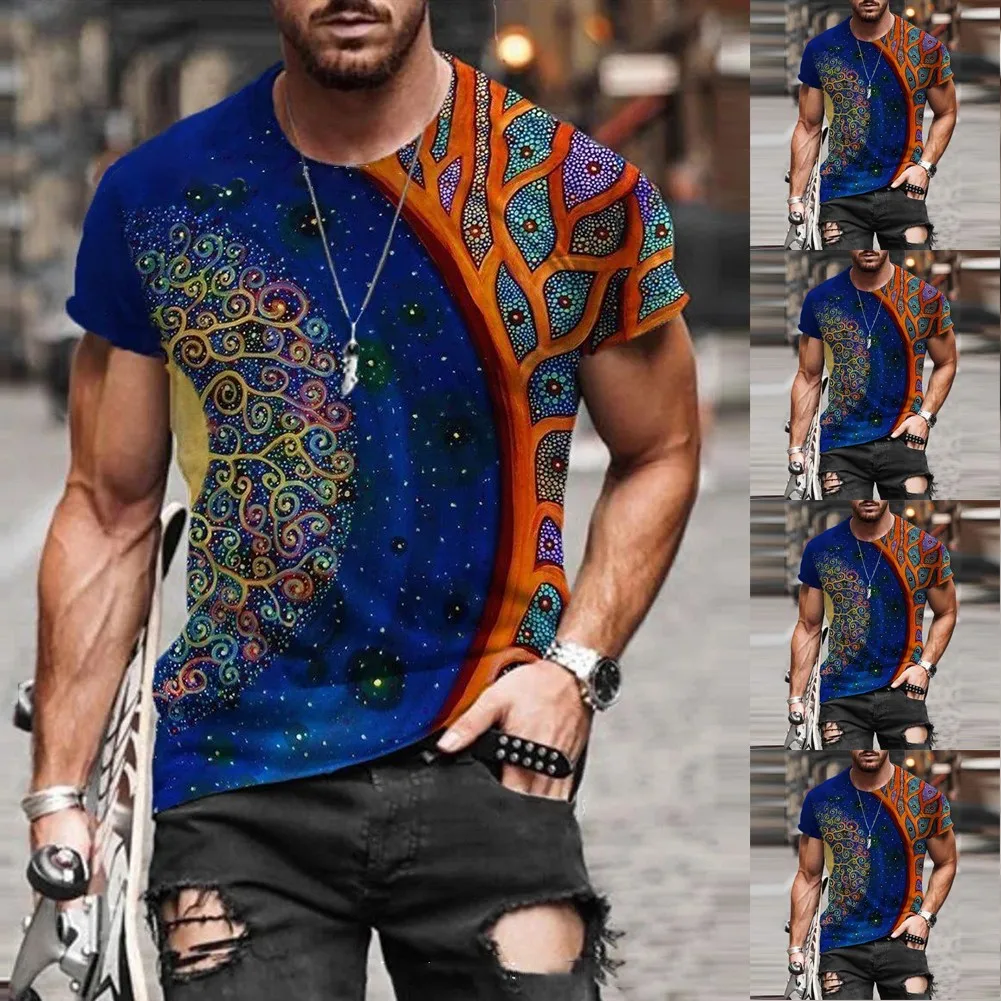 

2021 Summer Mens 3D Printed T-Shirt Crew Neck Tees Tops For Men Short Sleeve Casual Sport Muscle Shirt