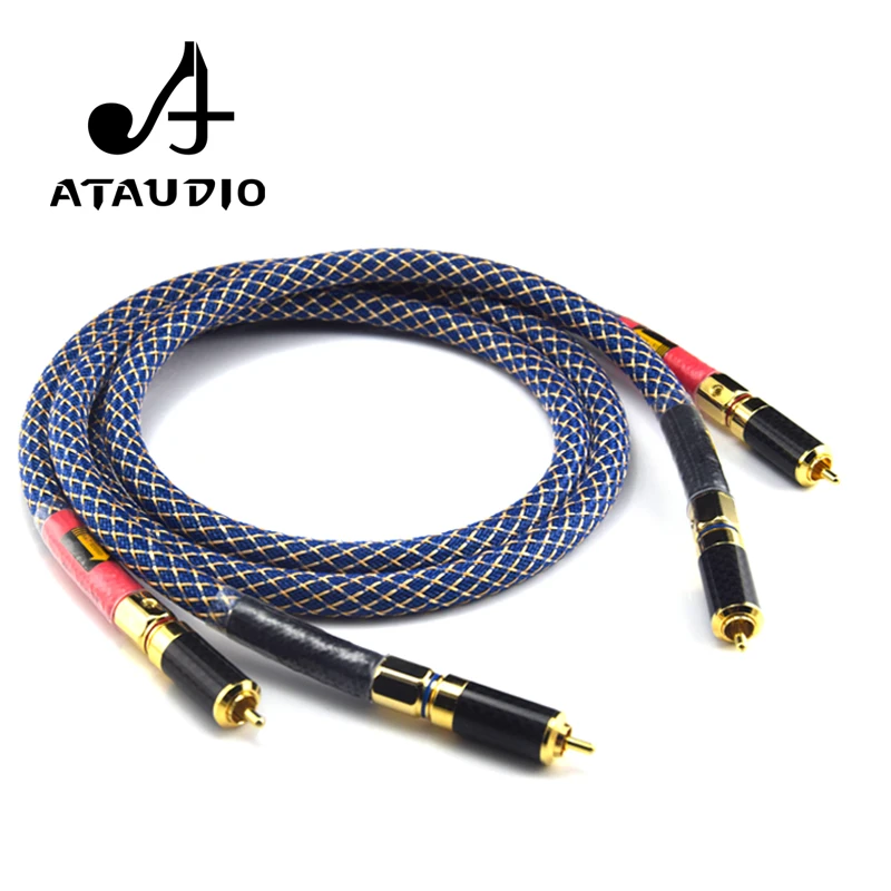 

ATAUDIO One Pair Ortofon 8N OFC Hifi RCA Cable Pure Copper intecconnect Audio Cable with Carbon Fiber RCA Plugs
