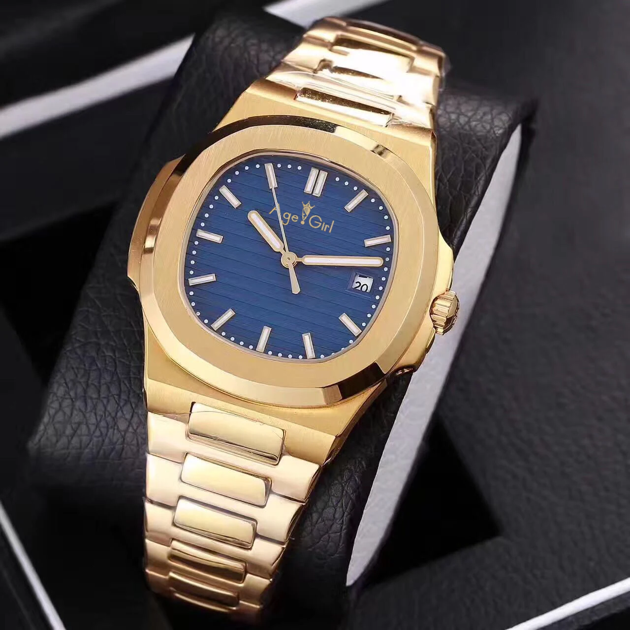 

ClassicTop New Automatic Mechanical Mens Watch Rose Gold Sapphire Stainless Steel Transparent Glass Back Silver Black Blue