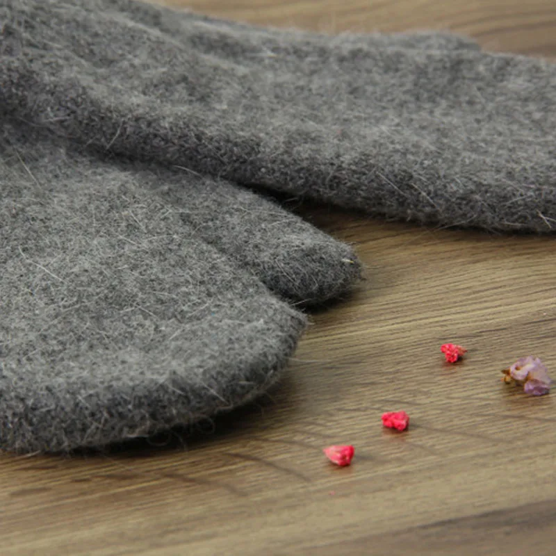 

Winter Knit Gloves Women Wool Rabbit Hair Warm Gloves Wrist Warmer Girls' Candy Color Mittens Glove