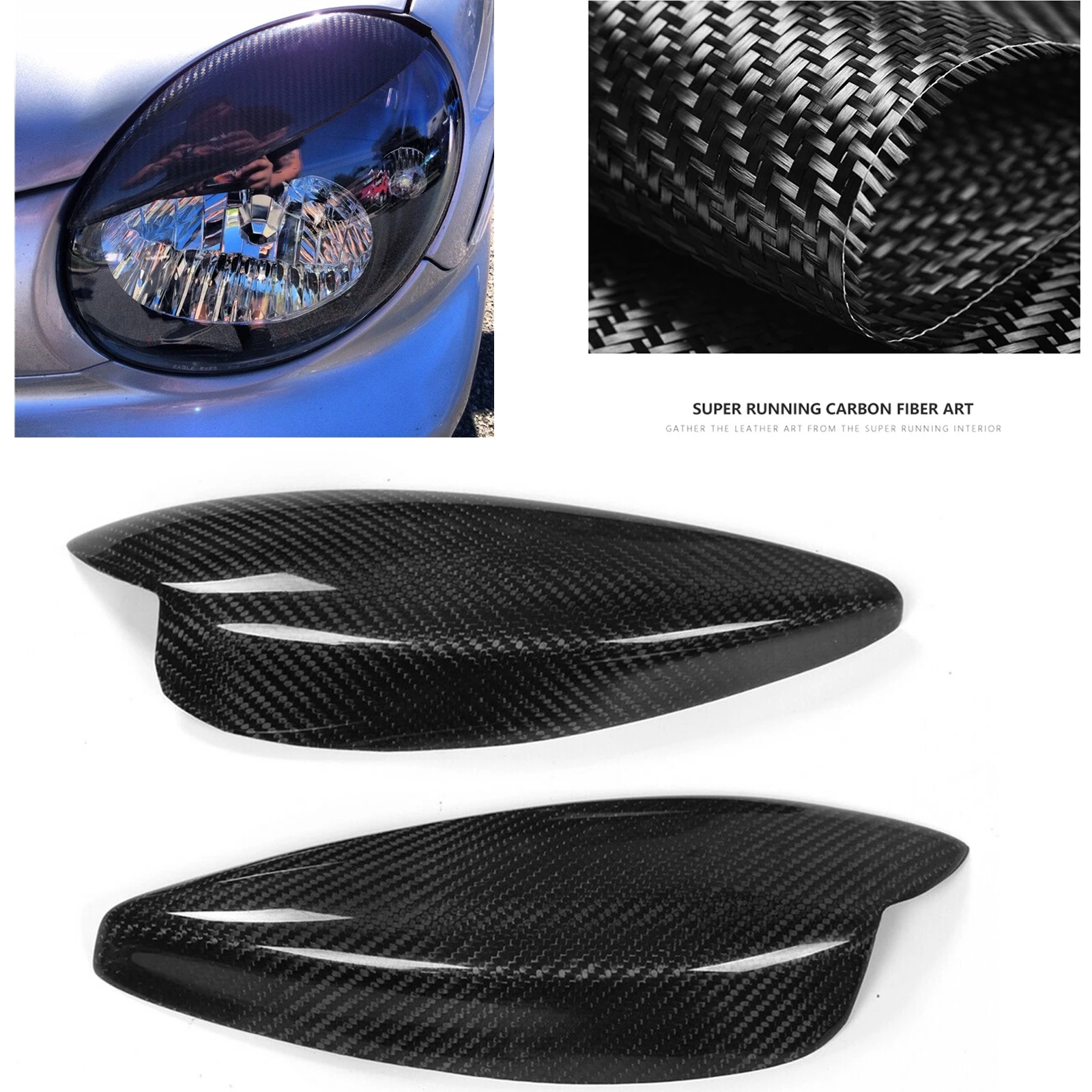 

Carbon Fiber Car Front Head Light Lamp Cover Trim Headlight Eyelid Headlamp Eyebrow Frame For Subaru Impreza 7th WRX7 2002-2003