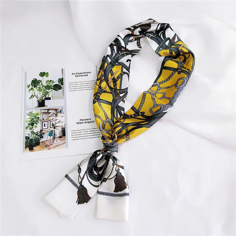 Новый 15*145 см роскошный брендовый шелковый шарф для женщин модная цепочка