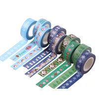 15mm10m decorative snow deer christmas tree washi tape rice paper diy adhesive decoration tape for home xmas washi tape paper
