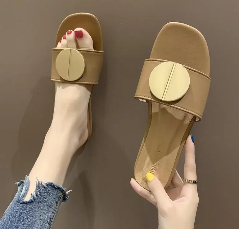 Простые Летние женские шлепанцы 2019 удобные на плоской подошве женская модная