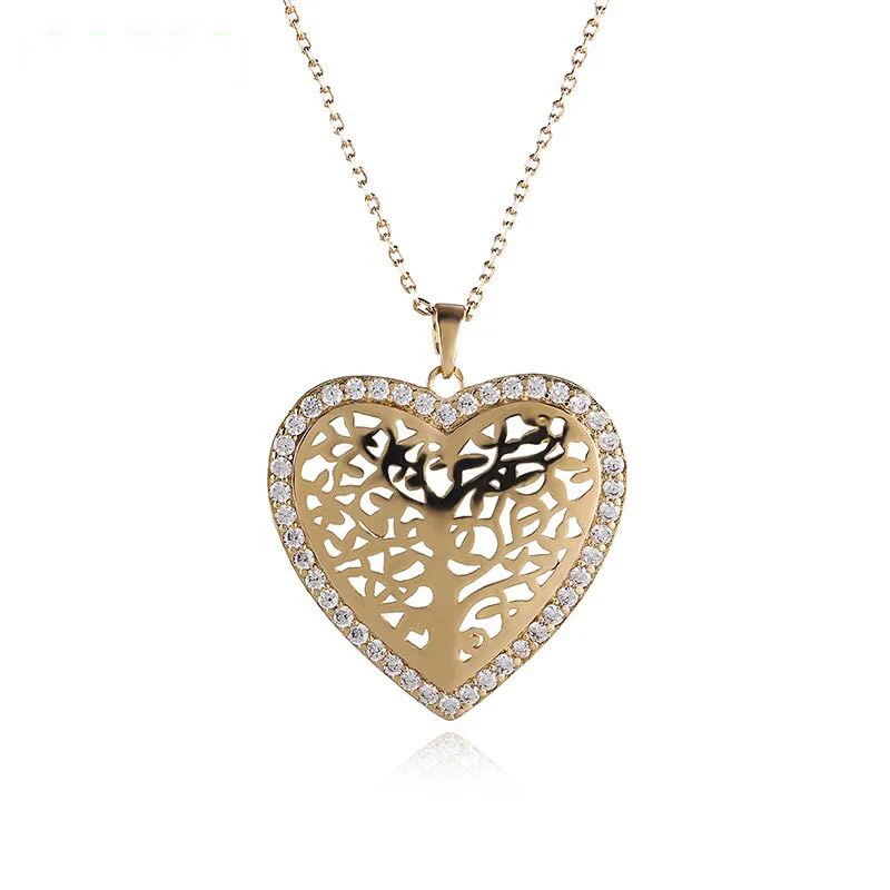 

HIBRIDE 2020 New Fashion Cubic Zirconia Necklace Pendant Heart Shape for Women Party Accessories Bijoux femme N-779