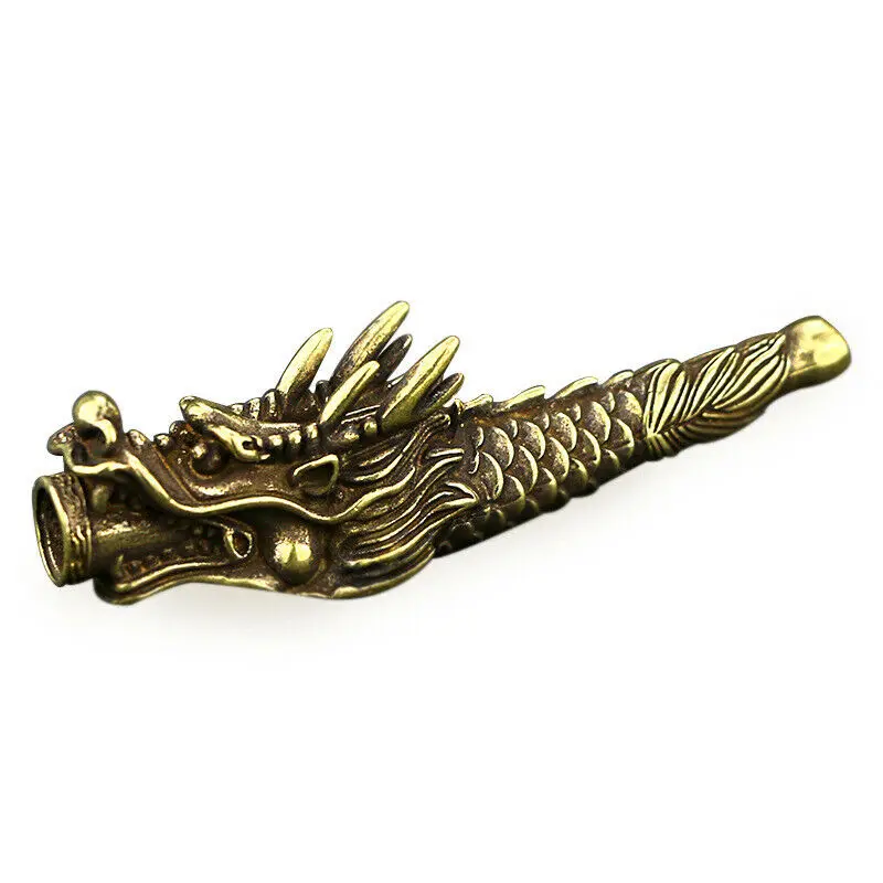 

Retro Pure Copper Dragon Pipe Vintage Cigarette Holder Tobacco Stem Antique 8cm