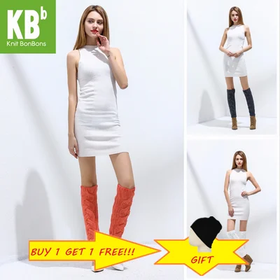 KBB Рождественские Зимние женские теплые плотные однотонные трикотажные