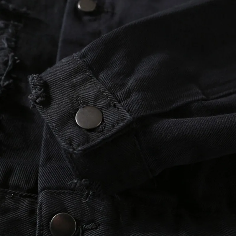 Модные потертые джинсовые пальто с бахромой в стиле хип-хоп Мужская джинсовая