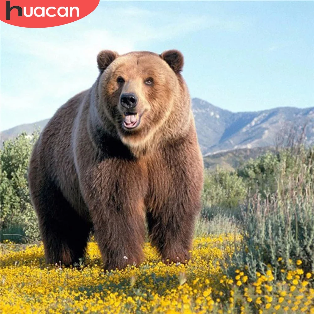 

HUACAN 5D DIY Алмазная вышивка, набор для рукоделия медведя, полностью квадратная дрель, мозаика, животные, искусство, стразы, украшение для дома