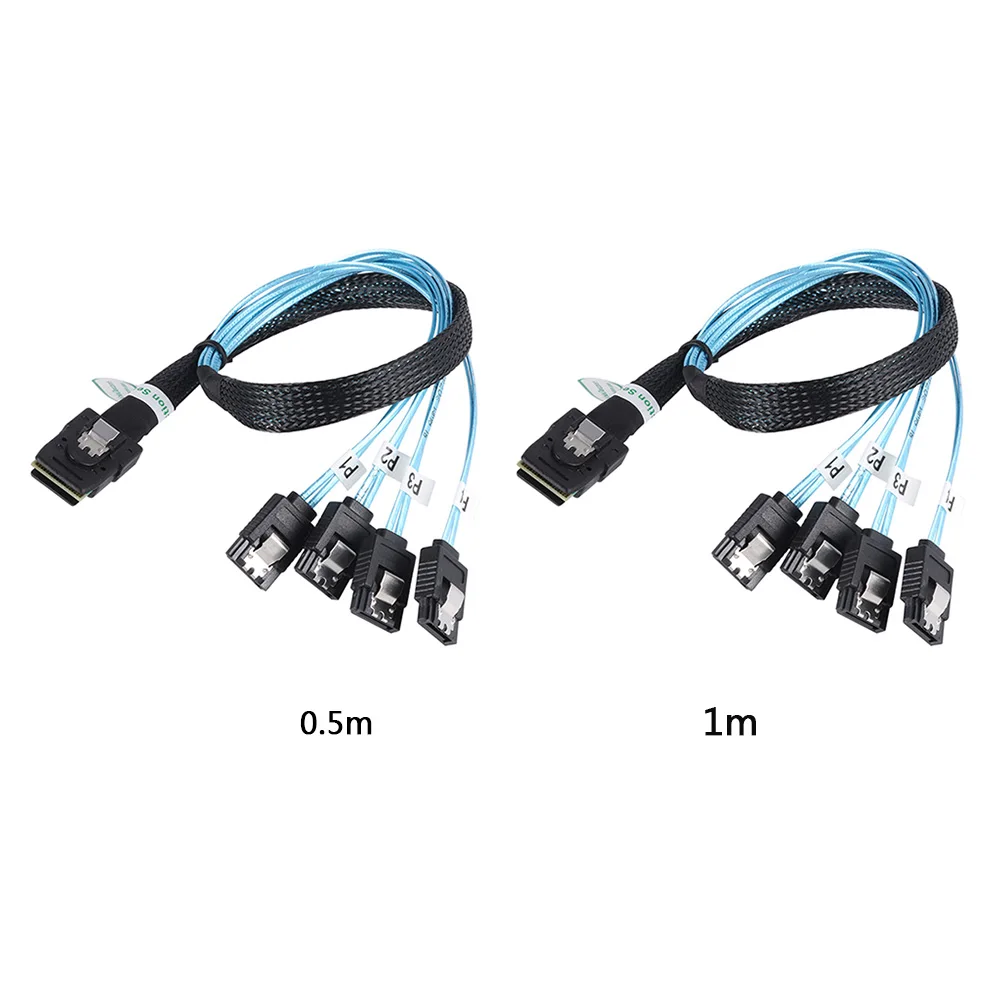 

0.5/1m Cable Data Transmission Cable Forward Cable Mini SAS SFF-8087 36-Pin to 4 SATA 7-Pin SATA/ATA Connection Cable