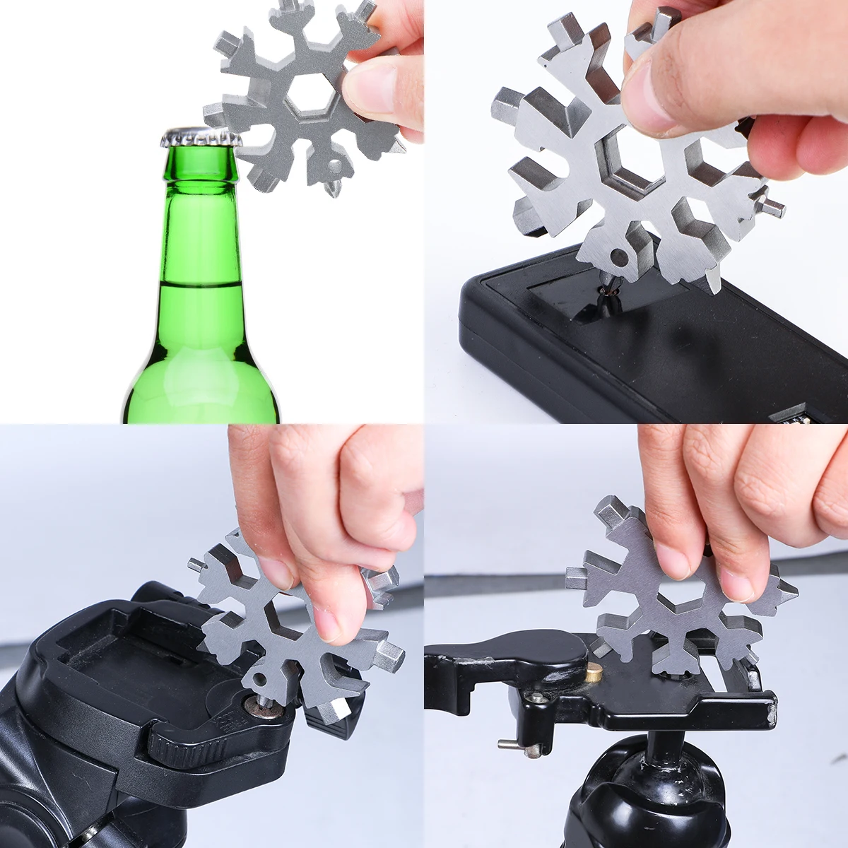 

1 Set 18-in-1 Snowflake Multi Tool, Stainless Steel Snowflake Bottle Opener/Flat Phillips Screwdriver Kit/Wrench