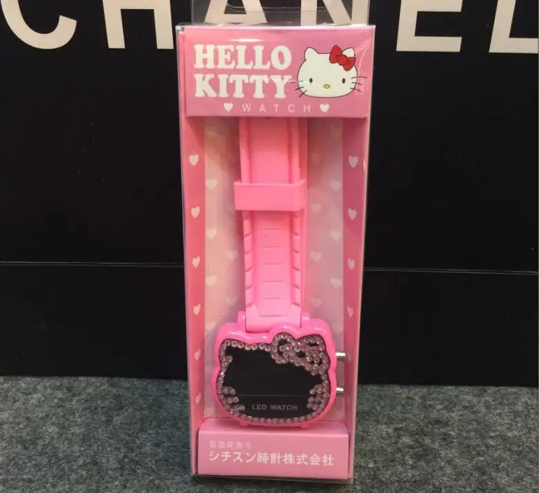 Hello kitty часы Led с бриллиантами и девушки красивые модные блокбастер часы Прямая с фабрики