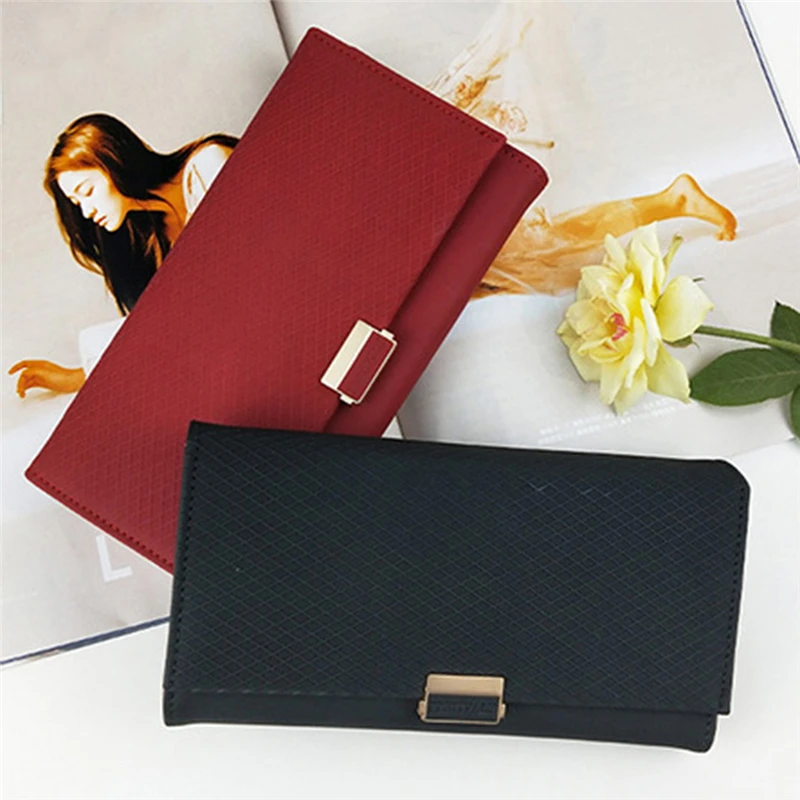 Women's Coin Purse Long Multi-function Card Package Wallet Folding Solid Color Portable Simple Compact Bag | Багаж и сумки