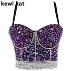 Женский корсет с жемчужинами ручной работы, блестящий бюстгальтер, укороченный топ, бюстье, Бралетт, жилет, одежда для рождественской вечеринки и фестиваля