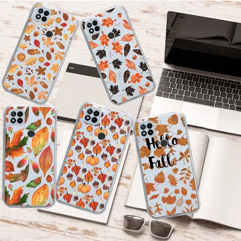 

Autumn maple leaf orange leaves Phone Case Transparent for Xiaomi redmi note 8 9 10 11 t lite pro ultra mix 4 k40