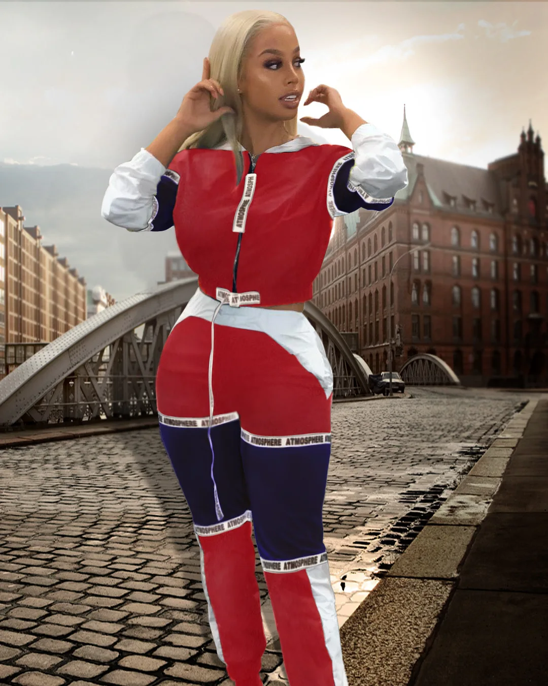 2019 спортивный стиль сафари с капюшоном женский костюм буквенным принтом в