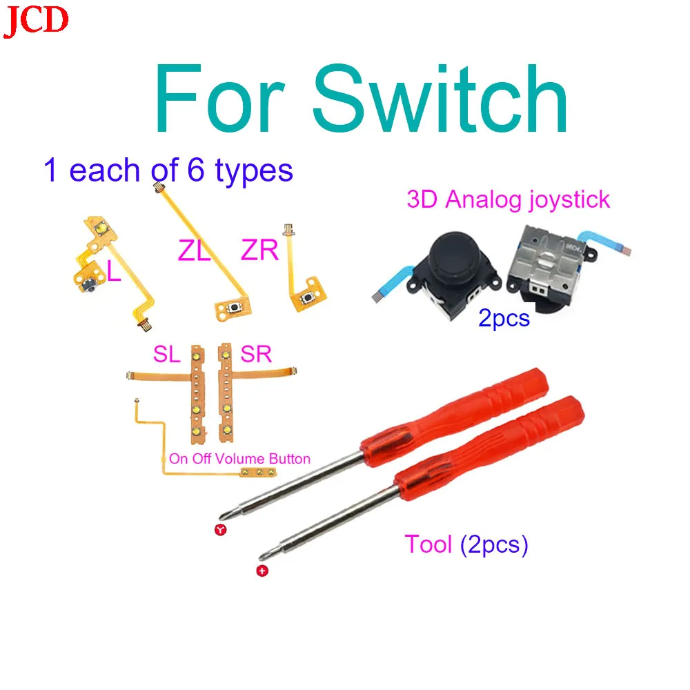 

3D Joystick For NS Joy-Con For Nintend Switch Left Right Analog Sticks Replacement & ZR ZL L SL SR Button Key Ribbon Flex Cable
