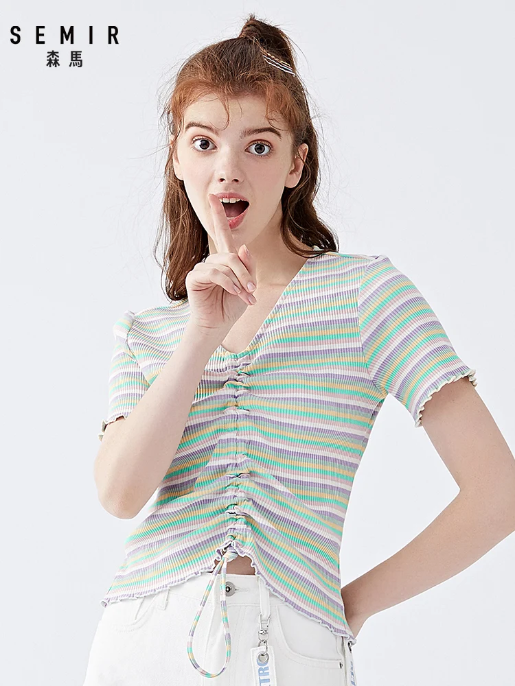 Semir 2020 новые женские милые повседневные футболки с коротким рукавом удобные