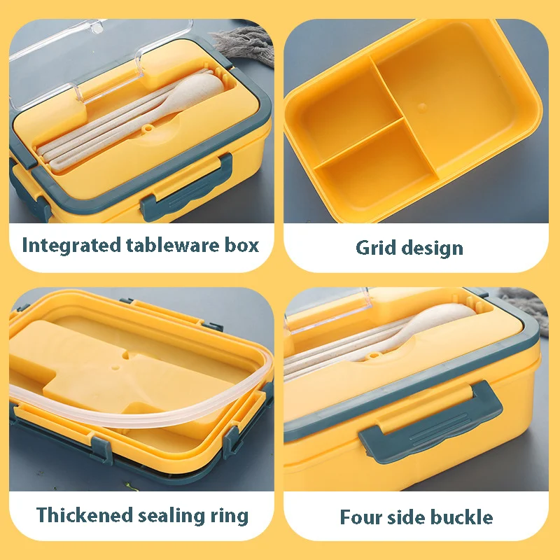 

Student lunch box Japanese style Leak-Proof food container storage Wheat Straw Material Breakfast bento box With Fork spoon