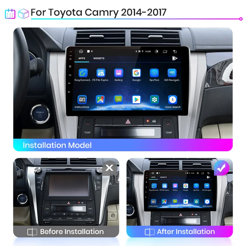 Junsun V1 2G + 32G Android 10 0 DSP для Toyota Camry 8 50 55 2014-2017 автомобильный Радио мультимедийный