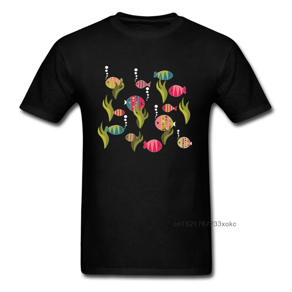 Новинка Мужская футболка с рыбками простая героями мультфильмов принтом топы