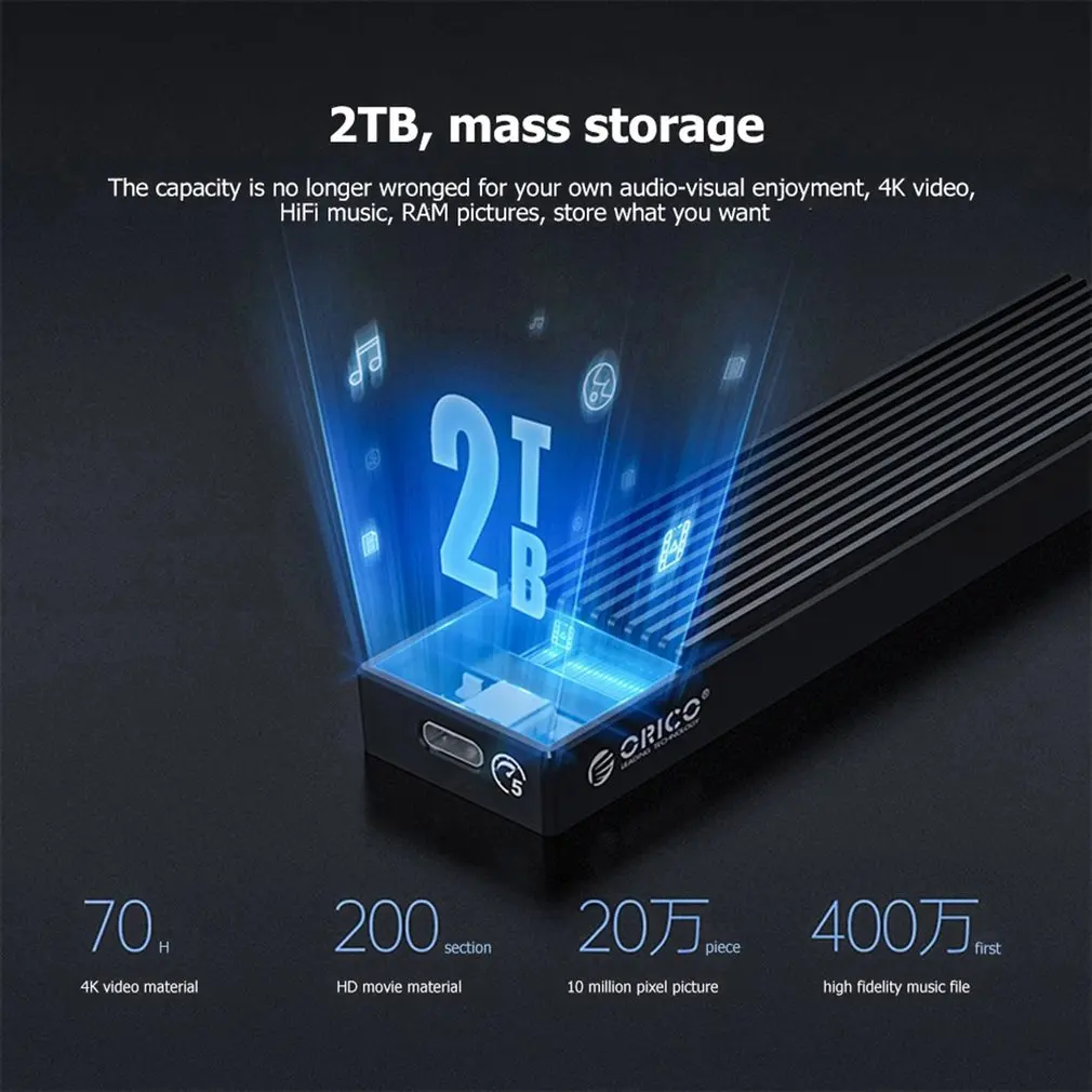 ORICO M2PV-C3 Тип-C M.2 NVME твердотельный накопитель HDD корпус USB3.1 10 Гбит/с Внешний