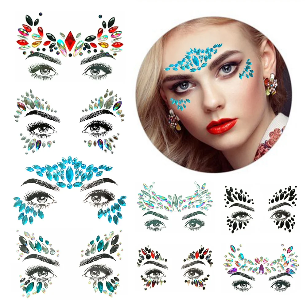 Временная татуировка бриллиантовые наклейки 3D акриловое волокно Сияющие