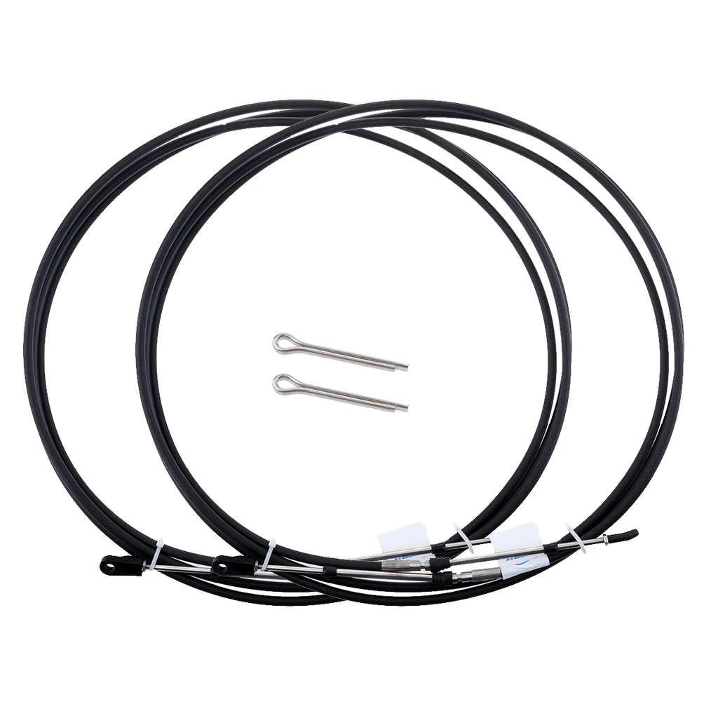 2pcs Throttle Cable Marine Motorcycle Shift Control Cables for Yamaha Outboard Stainless Steel 12FT |