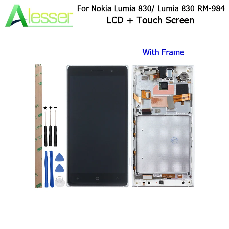 ЖК-дисплей Alesser для Nokia Lumia 830 сменный сенсорный экран в сборе RM-984 с рамкой и