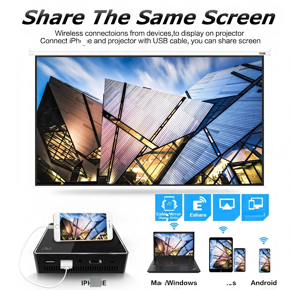 Карманный проектор c9 plus x 150ansi люмен для домашнего кинотеатра портативный мини 2 4G