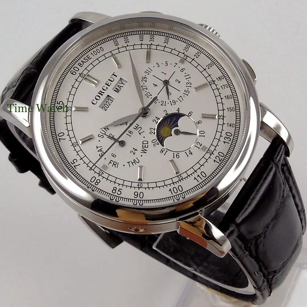 Часы наручные мужские стерильные автоматические многофункциональные с кожаным