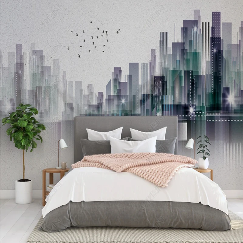 

Wallpaper For Bedroom Walls Nordic Modern Minimalist City Silhouette Landscape Background Wall Paper Mural