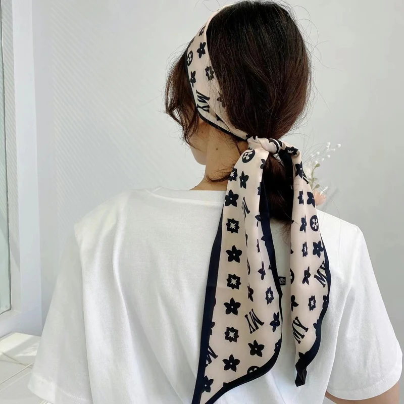 

Luna&Dolphin French Style Roof Garden Wide Ribbon 142X14cm Pink Flowers Letter Printed Long Scarf Headbands Neckerchief Streamer