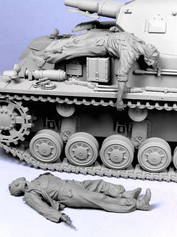 Resina fundida a escala 1:35, soldado del tanque alemán de la Segunda Guerra Mundial, 2 escenas de personajes tienen que ser montadas y coloreadas por sí mismo