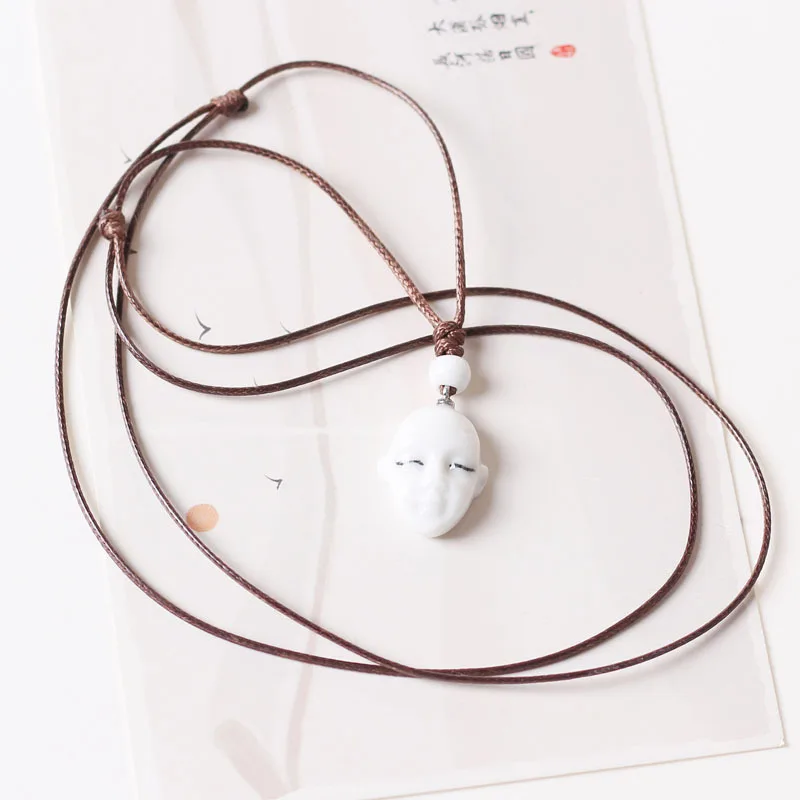 Подвеска в виде белой маски из керамики ожерелье национальном стиле