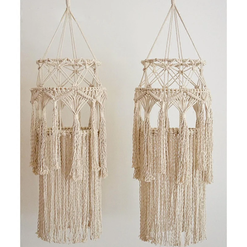 Настенный подвесной абажур ручной работы из хлопковой веревки в стиле бохо