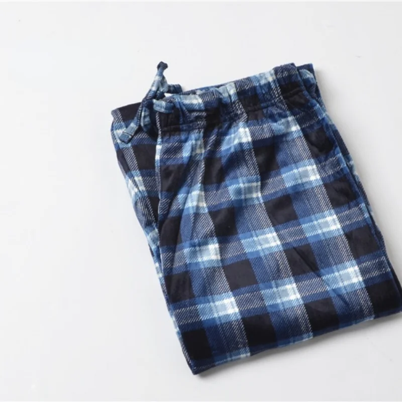 New Winter Men's Trousers Reversible Velvet Soft Pajama Pants Casual Plaid Sleeping Bottoms