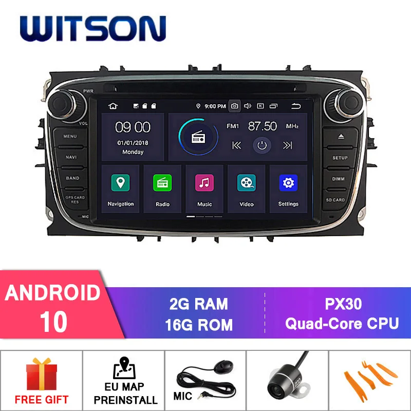 Автомобильный DVD плеер WITSON Android 10 0 4 Гб ОЗУ + 64 ГБ флэш памяти 8 ядер для FORD MONDEO FOCUS