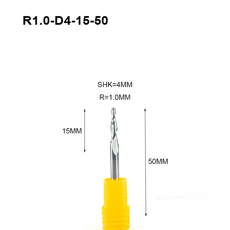 

1pc HRC55 Tapered Ball Nose End Mill Tungsten solid carbide Coated Tapered cone cnc milling cutter Shank 4mm 3D engraving bit