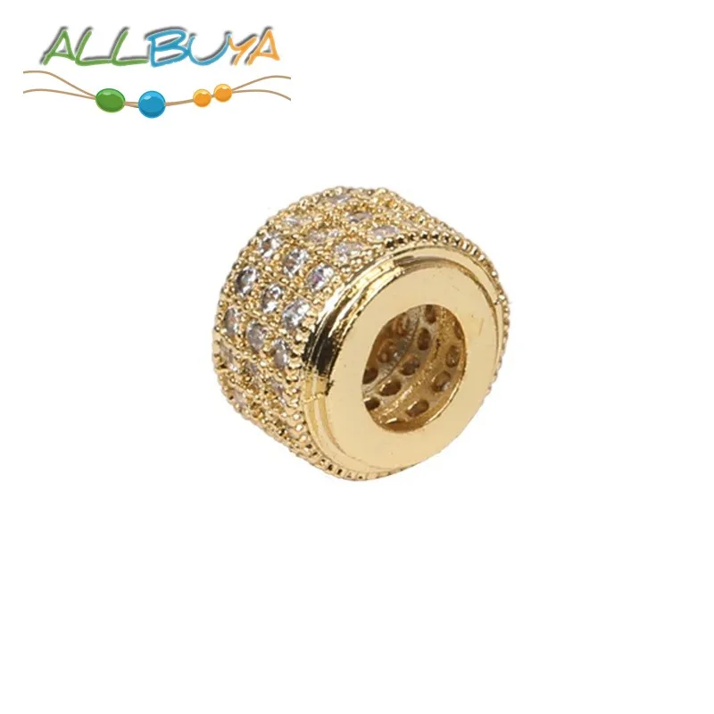 3 шт./лот фианитовые бусины разделители микрозакрепка колонна циркониевые для