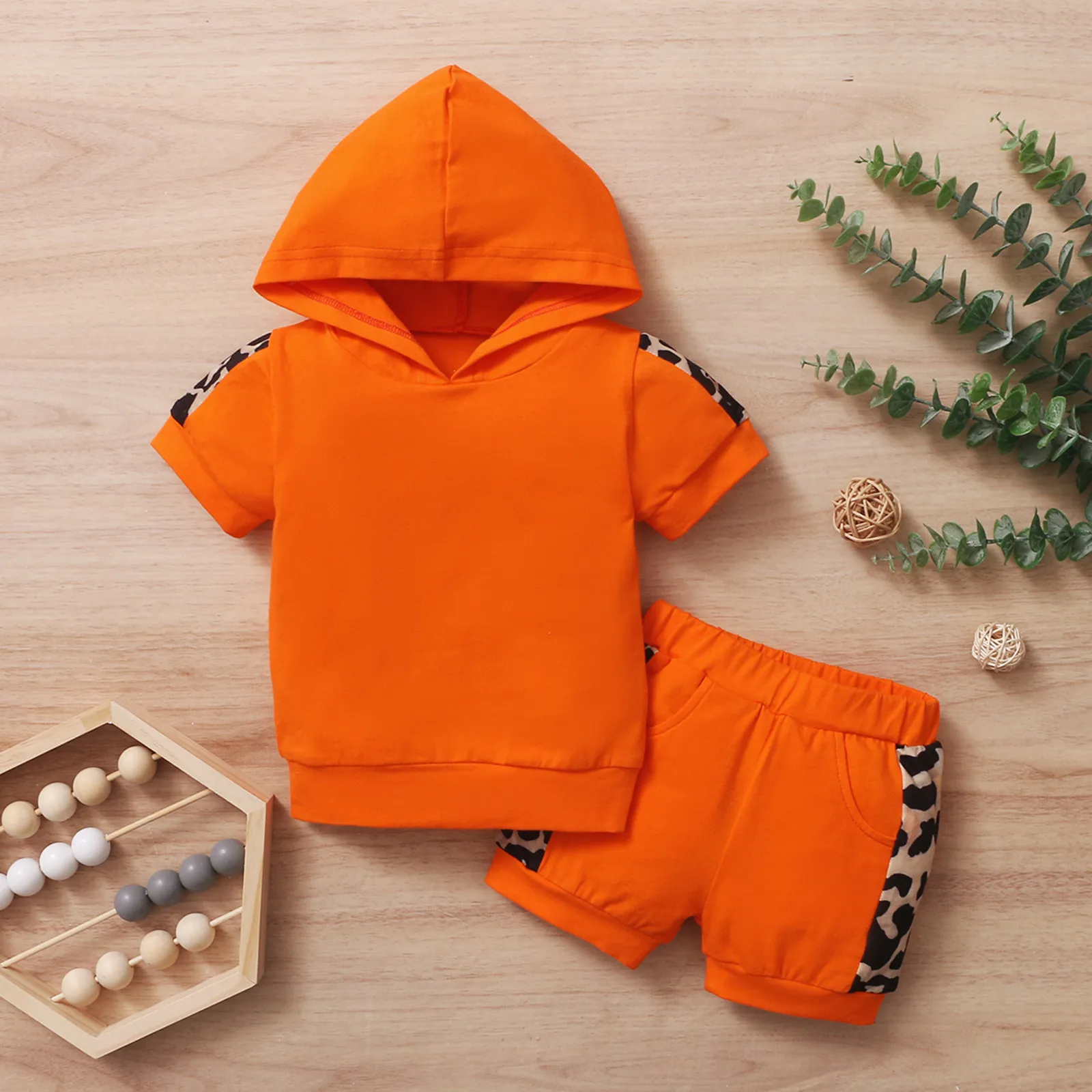 

Baby Boy Clothes Set Summer Toddler Baby Girl Short Sleeve Leopard Printed Hoodie Tops+Shorts Sports Outfits Set ropa niÃ±a 2021