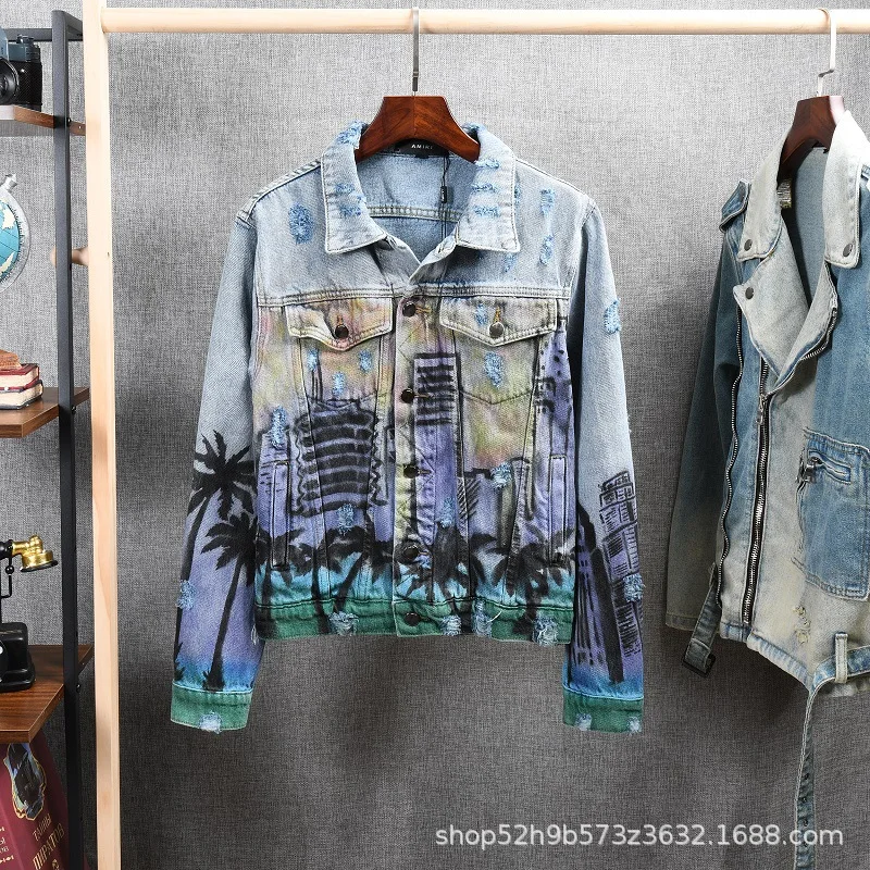 Куртка AMIRI в стиле High street брендовая облегающая куртка tide с ручной росписью и