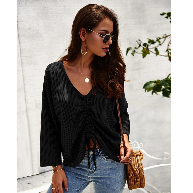 Женский вязаный свитер CINESSD повседневный однотонный пуловер бордового цвета на