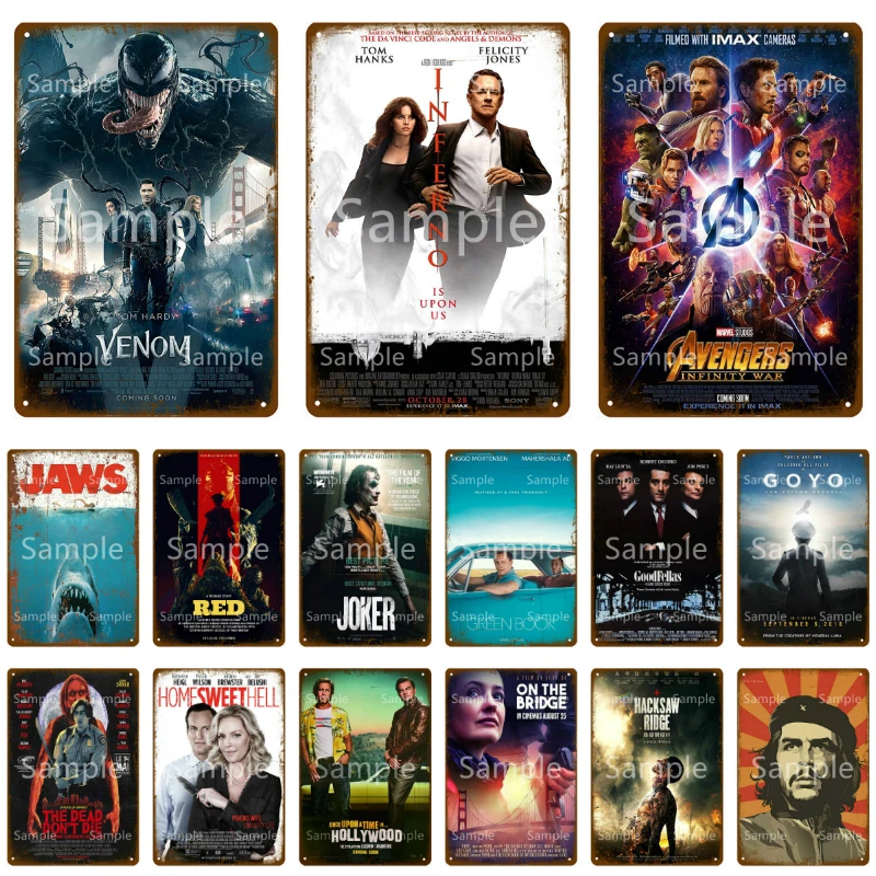 Винтажный голливудский плакат со сценами из фильмов металлический настенный арт