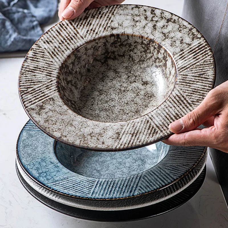 

25,5 см креативная соломенная шляпа, тарелка, керамическая тарелка для пасты, супа, круглая глубокая тарелка для супа, тарелка для салата, обед...