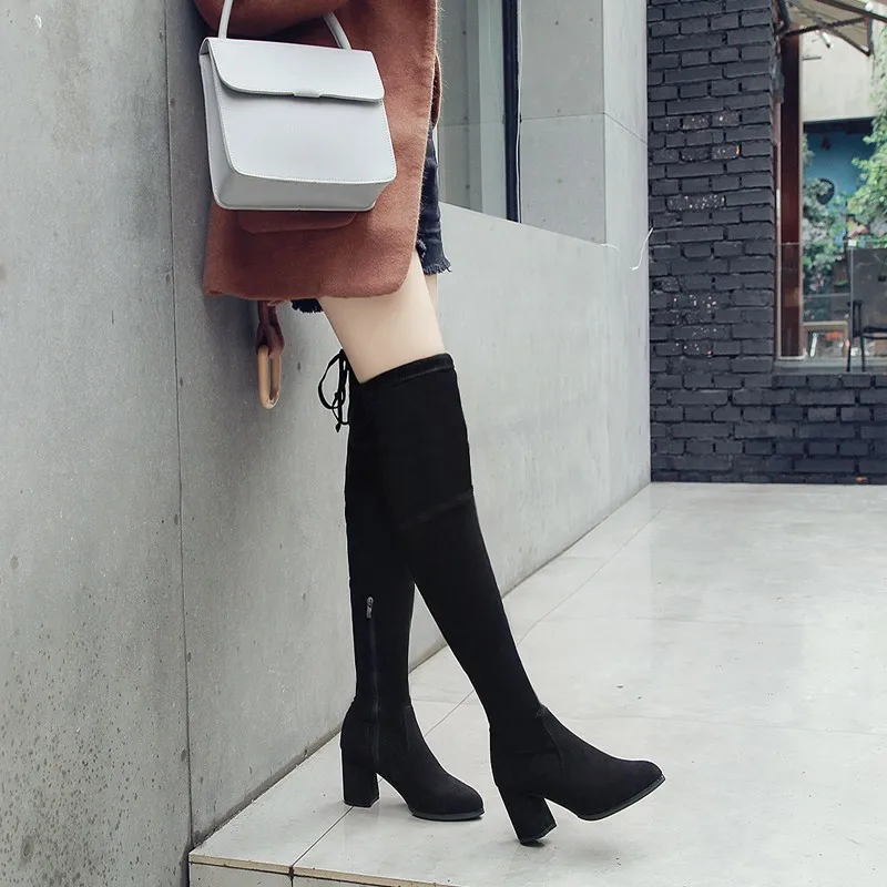 2018 г. новые модные зимние женские ботинки пикантные черные теплые с острым носком